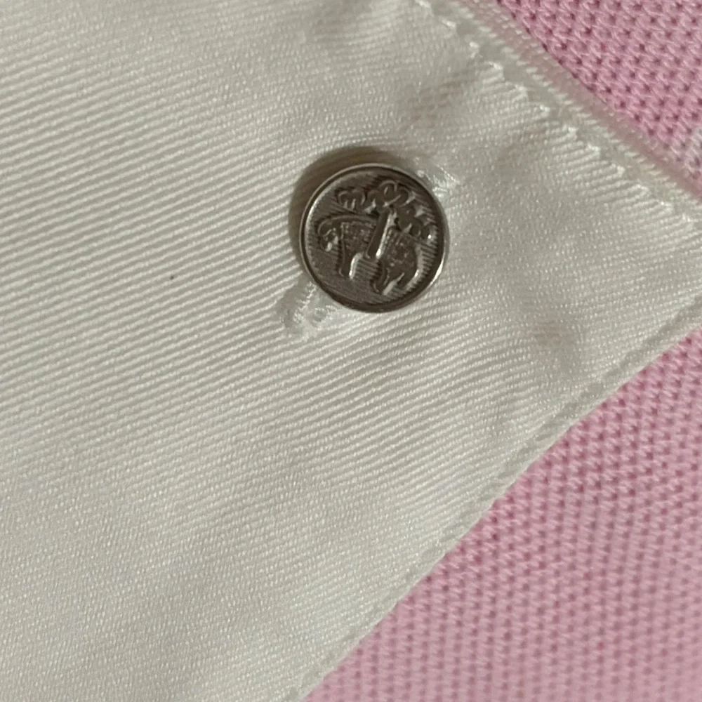 Brooks Brothers Pink White Striped Polo Dress Large White Collar French Cuffs - Picture 8 of 10
